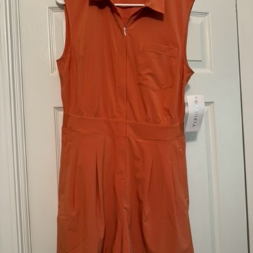Athleta Rust/Orange Utility Jumpsuit shorts